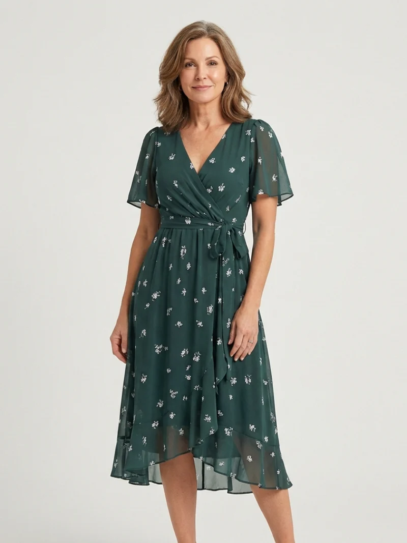 Zafrina | Midi-Kleid mit abstraktem Muster