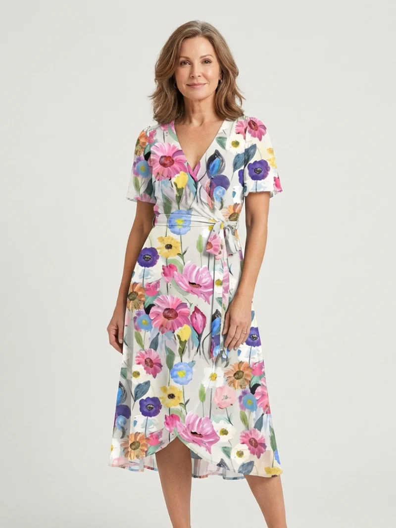 Zafrina | Midi-Kleid mit abstraktem Muster