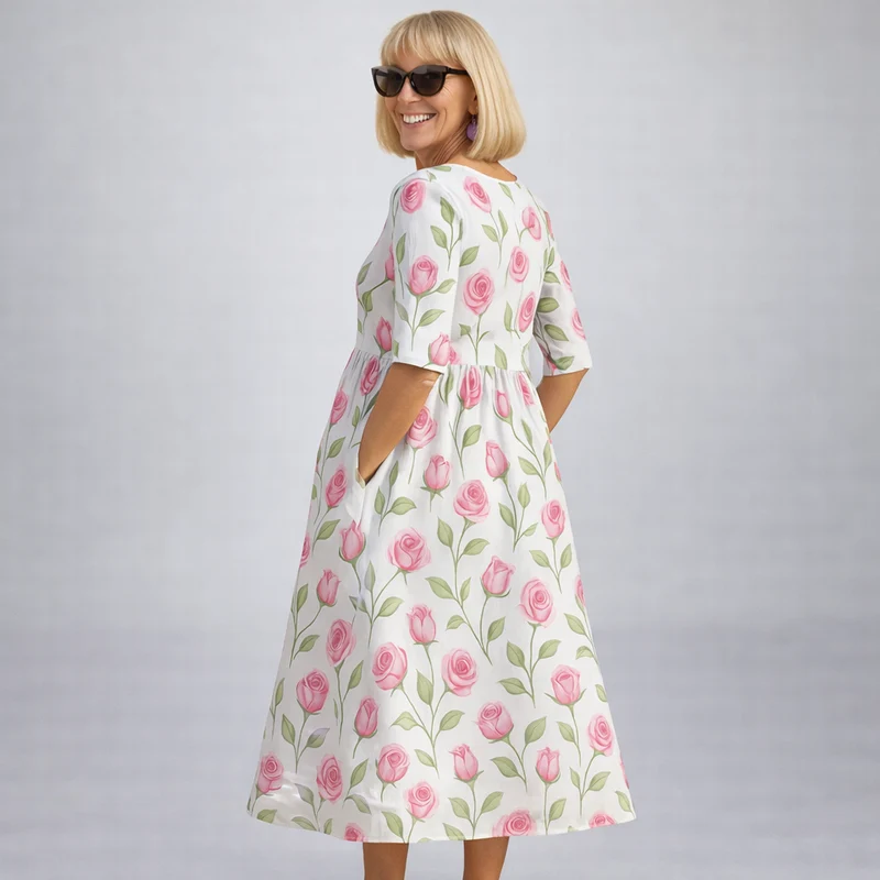 Zunia – Midi-Kleid Mit Blumenmuster Und Taschen
