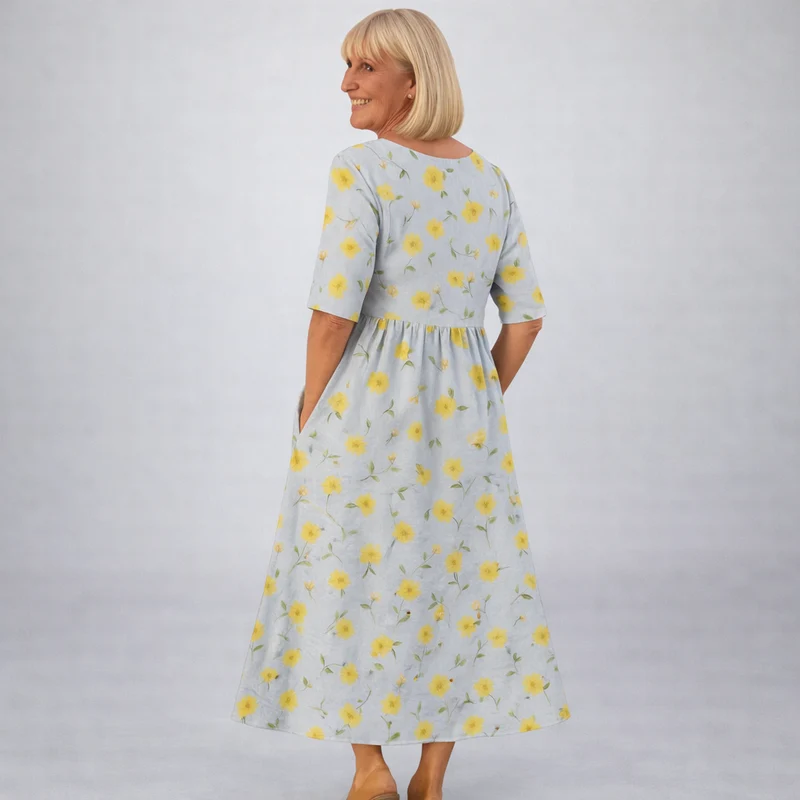 Zunia – Midi-Kleid Mit Blumenmuster Und Taschen