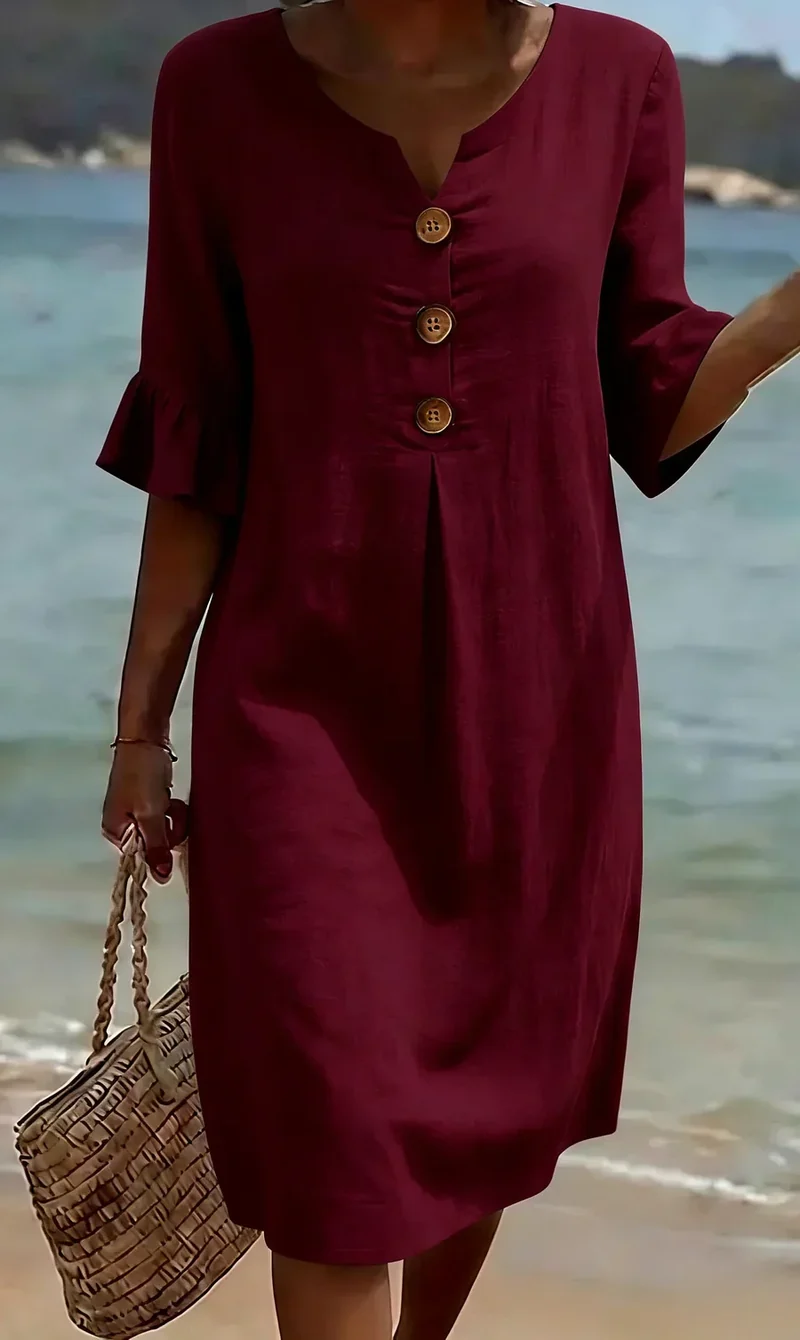 Mlaina – Elegantes Midikleid Mit Schaltfläche