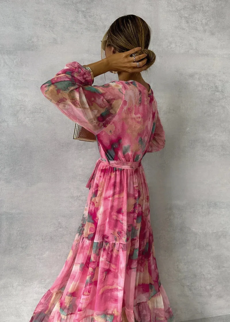 Jenina – Elegantes Wickel Kleid Mit Blumen Muster
