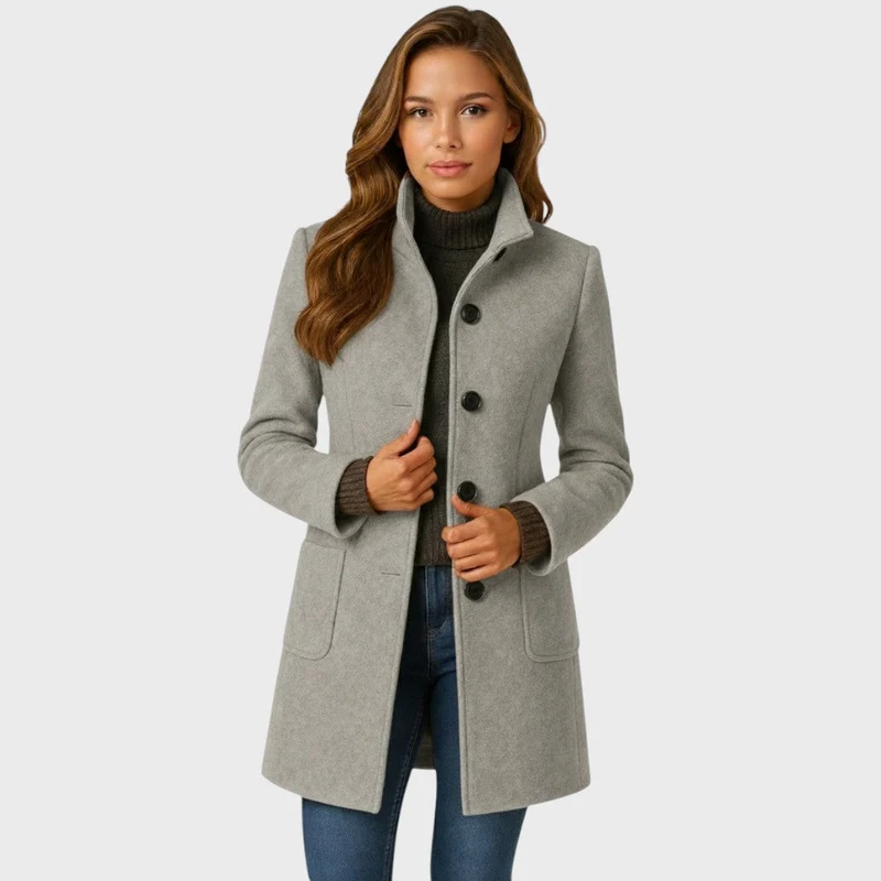 Ellarose – Eleganter Wollmantel Mit Knopfleiste