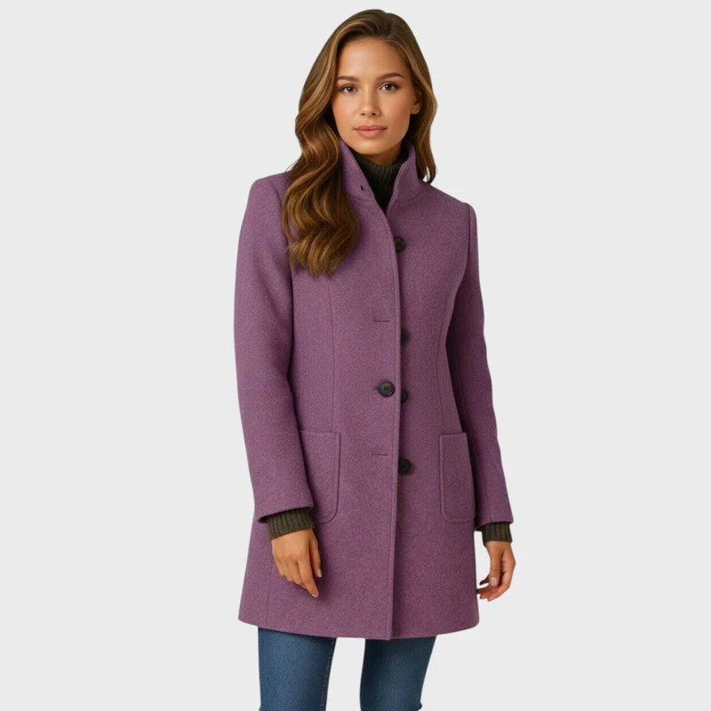 Ellarose – Eleganter Wollmantel Mit Knopfleiste