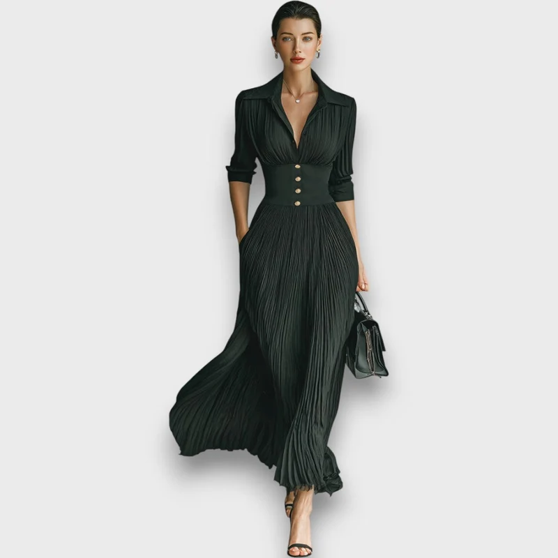 Adreena – Maxikleid Mit V-Ausschnitt Und Knöpfen