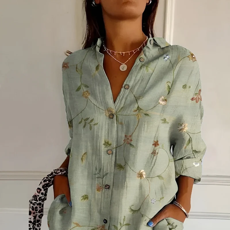 Miyana Bluse Damen – Französische Vintage-Bluse mit Blumenmuster