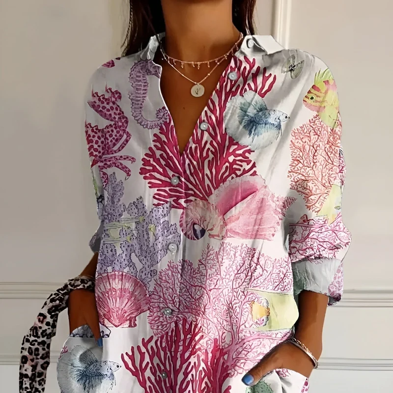 Miyana Bluse Damen – Französische Vintage-Bluse mit Blumenmuster