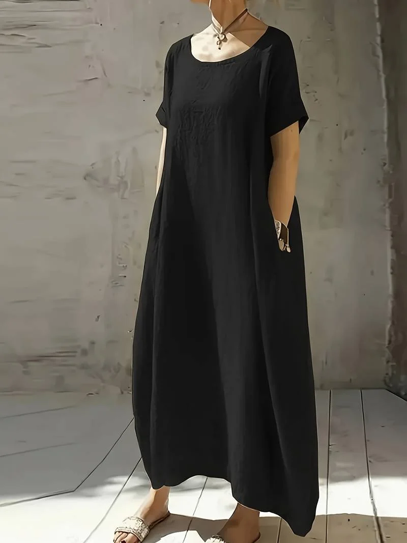 Anuradhi - Lässiges Langes Kleid Mit Weiten Ärmeln