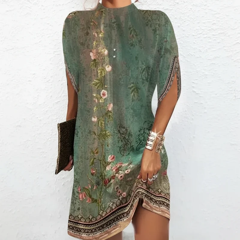 Partykleid für Damen mit Fledermausärmeln und plissiertem Ausschnitt