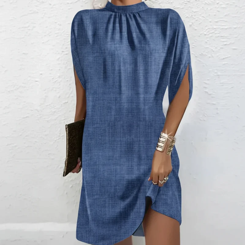 Partykleid für Damen mit Fledermausärmeln und plissiertem Ausschnitt