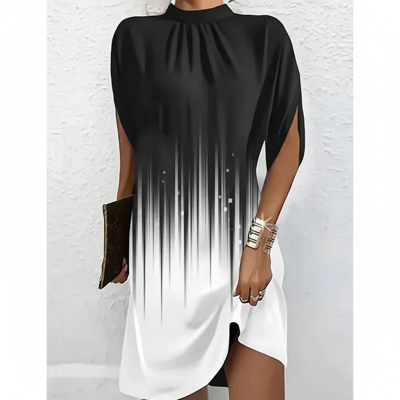 Partykleid für Damen mit Fledermausärmeln und plissiertem Ausschnitt