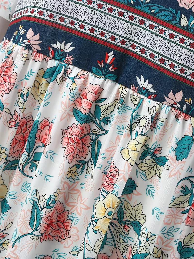 Lisan – Kleid mit Vintage-Blumenmuster und Tasche