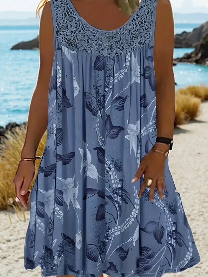 Samudri - Lockeres Armelloses Maxi Kleid Mit Rundhalsausschnitt