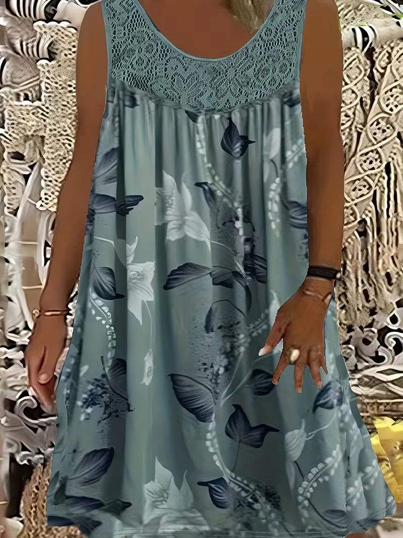 Samudri - Lockeres Armelloses Maxi Kleid Mit Rundhalsausschnitt