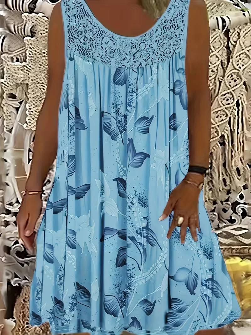Samudri - Lockeres Armelloses Maxi Kleid Mit Rundhalsausschnitt