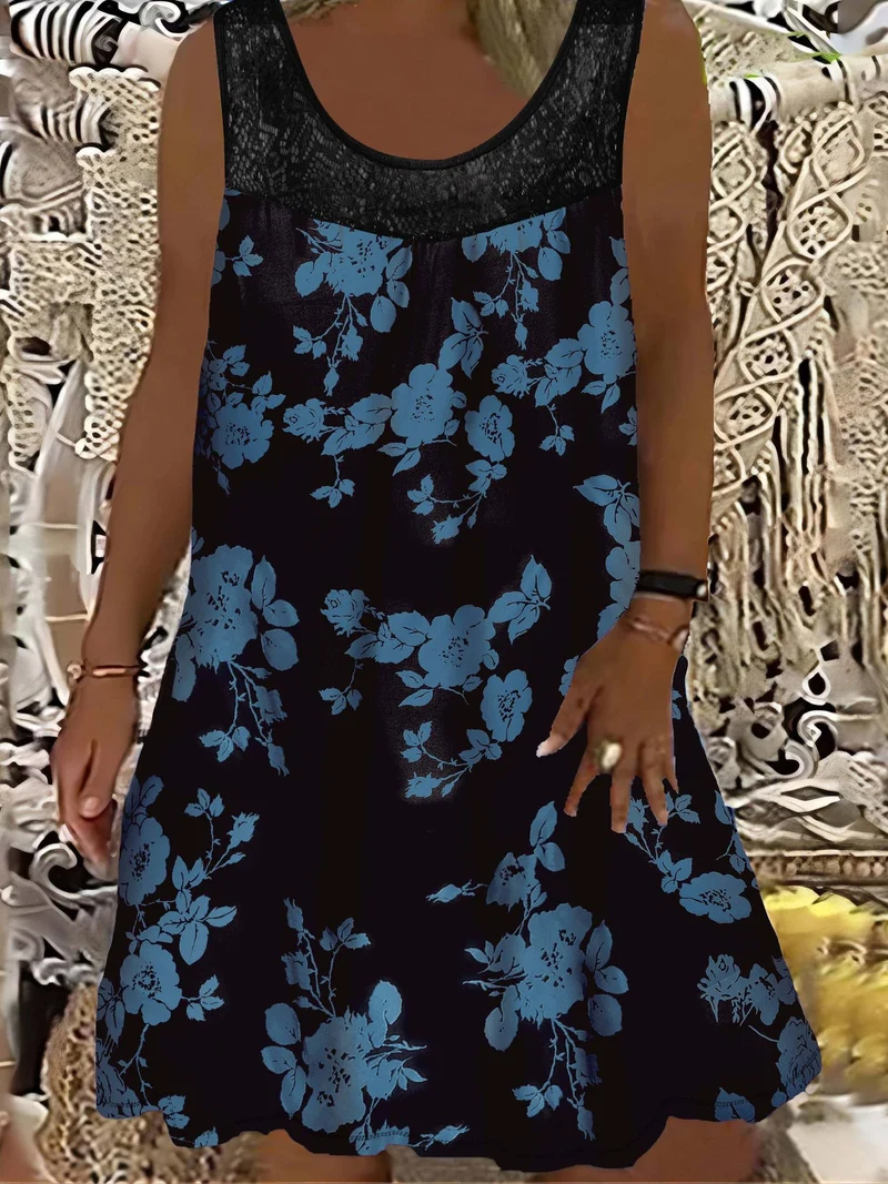 Samudri - Lockeres Armelloses Maxi Kleid Mit Rundhalsausschnitt