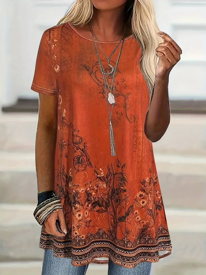 Abhishani - T-Shirt Mit Blumenmuster Und Lockerer Passform