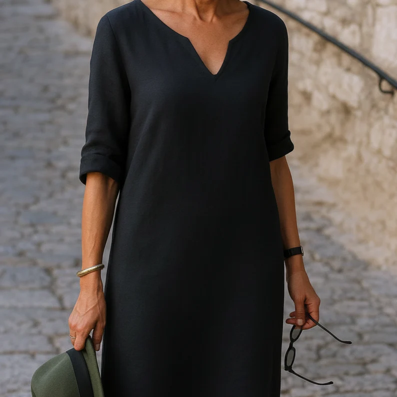 Elvy Sommerkleid mit V-Ausschnitt – Elegant & Figurschmeichelnd