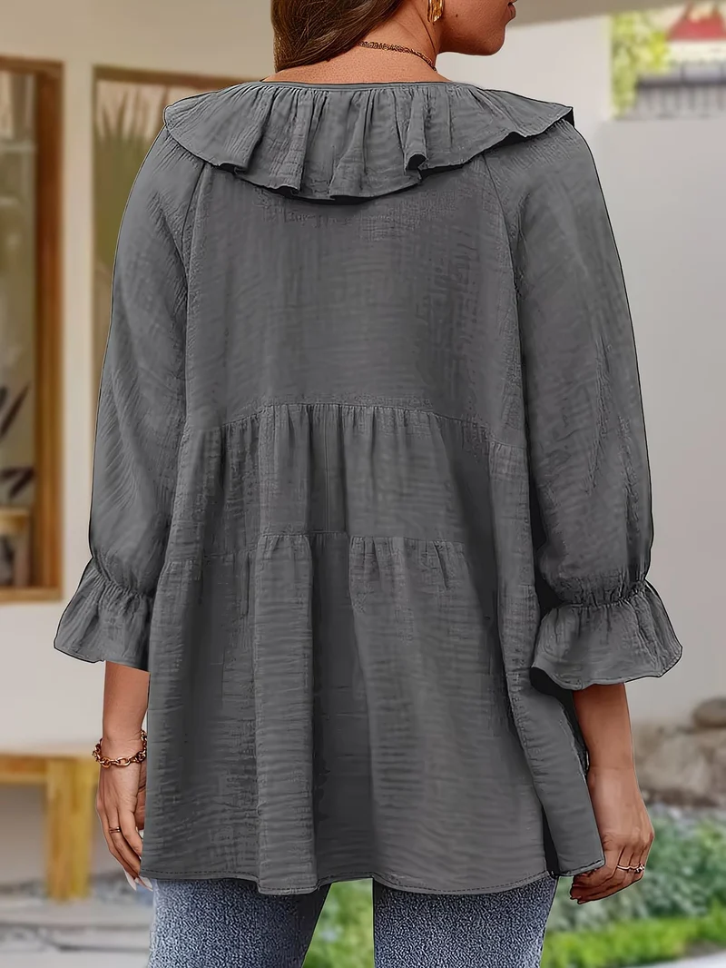 Garbine – Elegante Bluse Mit Rüschen Am Ausschnitt