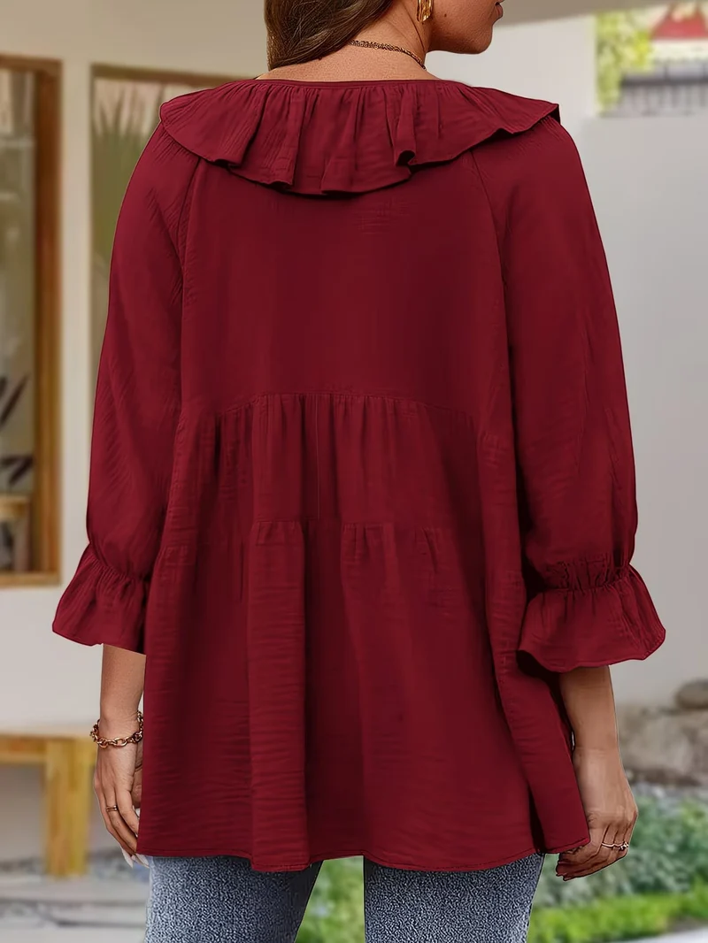 Garbine – Elegante Bluse Mit Rüschen Am Ausschnitt