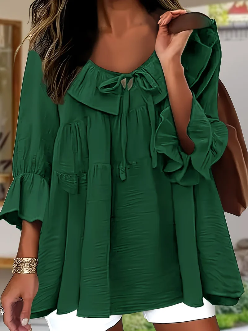 Garbine – Elegante Bluse Mit Rüschen Am Ausschnitt
