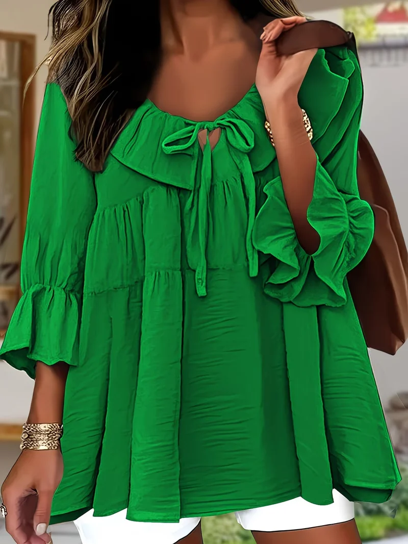 Garbine – Elegante Bluse Mit Rüschen Am Ausschnitt