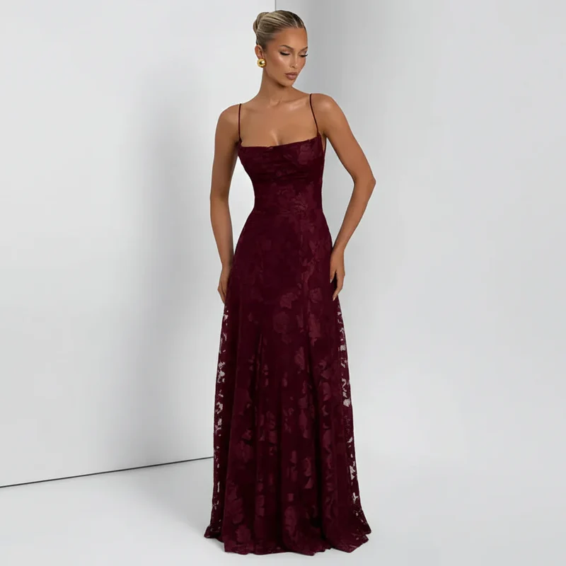 Maxikleid für Damen mit Blumenmuster und Spaghettiträgern