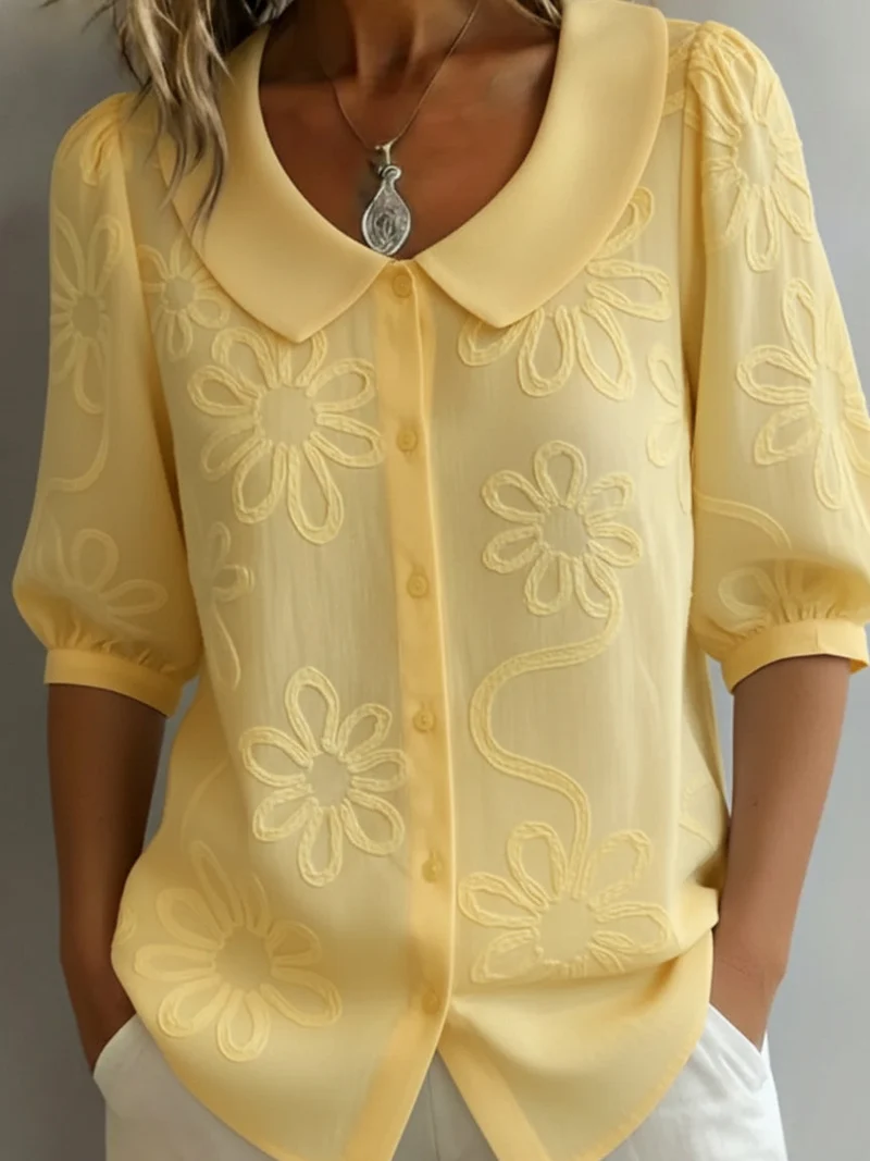 Blerta – Bluse Mit Blumen Muster Und Natürlicher Eleganz