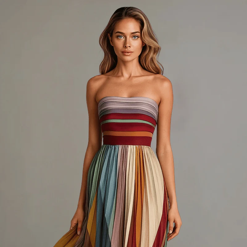 Nilianza – Ärmelloses, Farbenfrohes Maxi Kleid