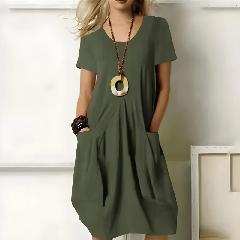 Eunate – Elegantes Baumwoll Kleid Mit Bauchweg-Effekt