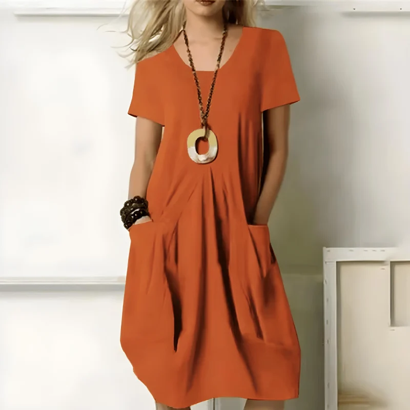 Eunate – Elegantes Baumwoll Kleid Mit Bauchweg-Effekt