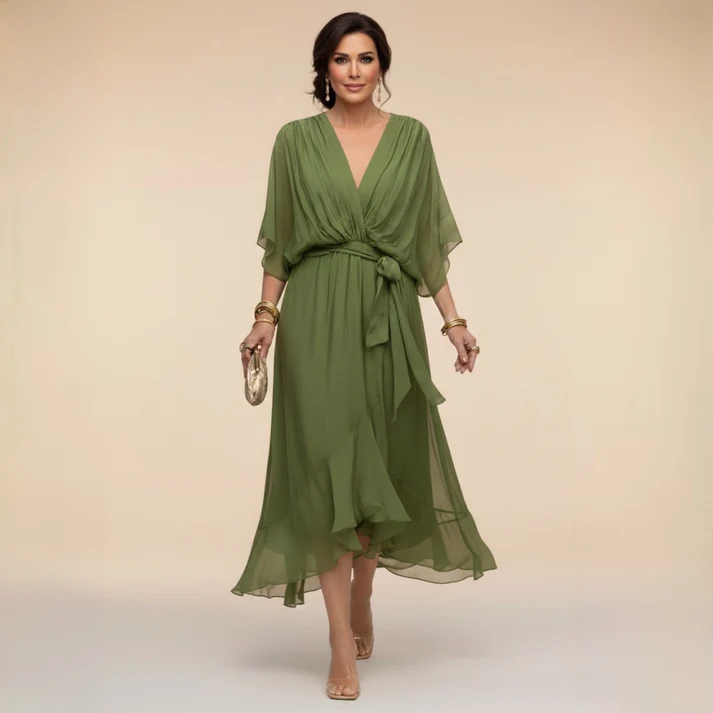 Harshani - Lappen Kleid Mit V-Ausschnitt
