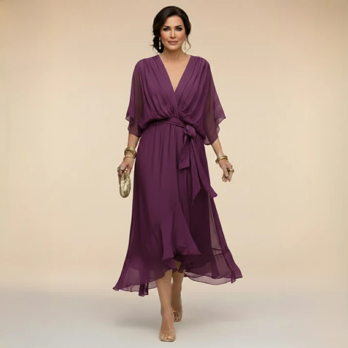 Harshani - Lappen Kleid Mit V-Ausschnitt