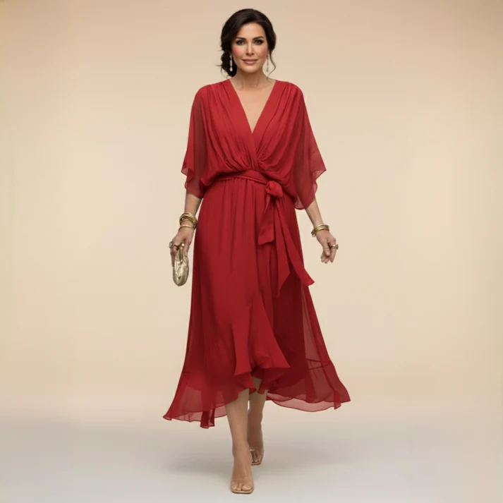 Harshani - Lappen Kleid Mit V-Ausschnitt