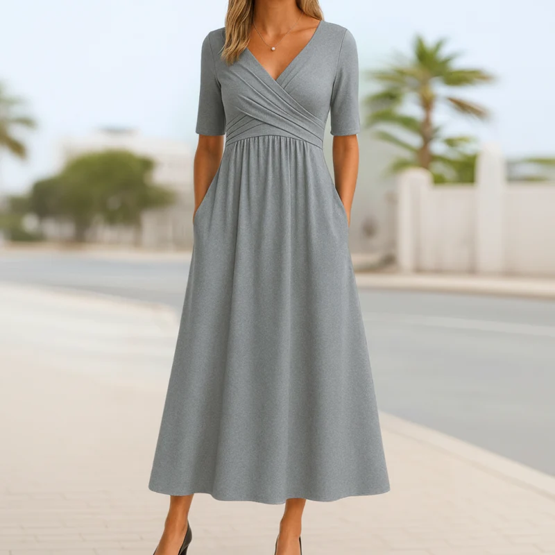 Monica Crossover-Kleid | Stilvolles Midi-Kleid für Damen