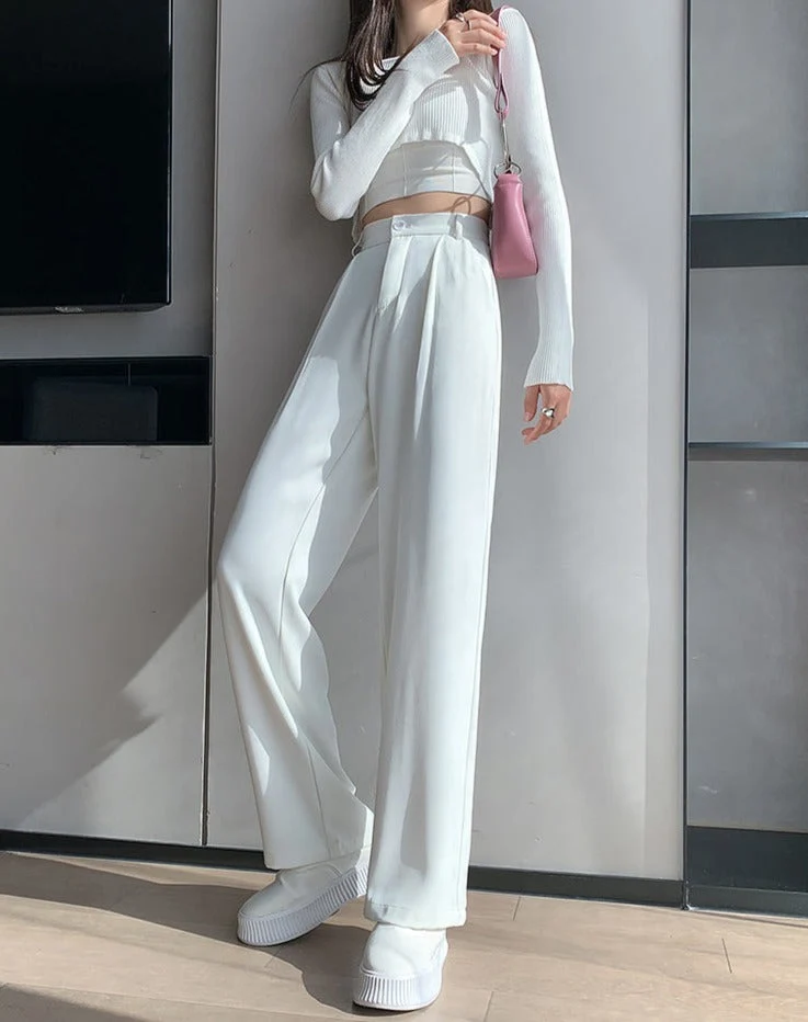 Damenhose mit hoher Taille und weitem Bein | Lockerer Schnitt
