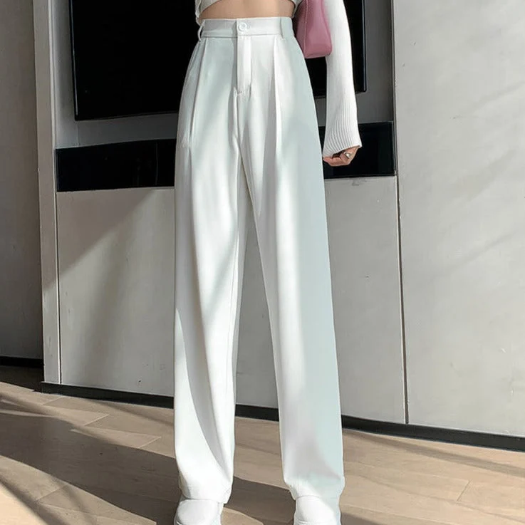 Damenhose mit hoher Taille und weitem Bein | Lockerer Schnitt
