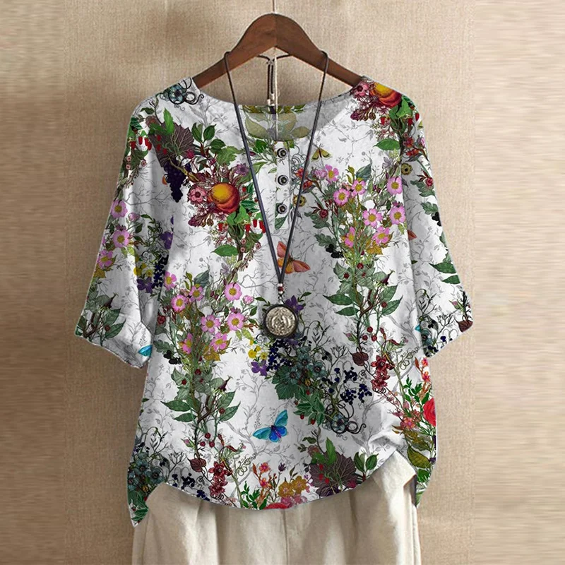 Damenbluse mit Blumenmuster und lockerer Passform