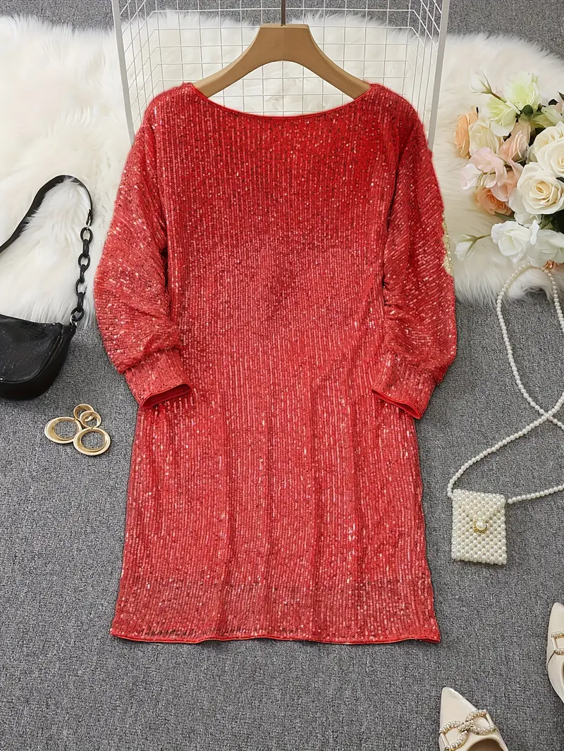 Damen-Partykleid aus Polyester mit Pailletten