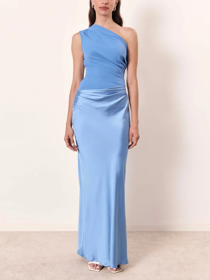 Ein-Schulter-Maxikleid mit Falten für Damen