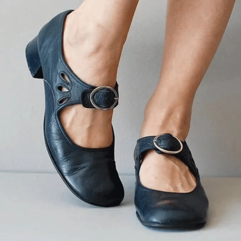Damen-Sandalen aus PU-Leder zum Hineinschlüpfen