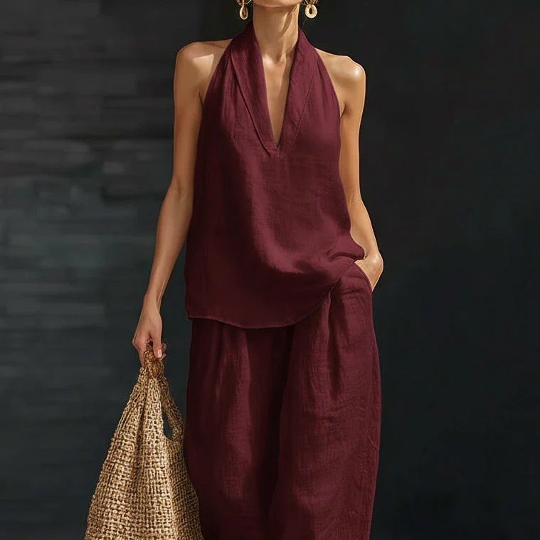 Zweiteiliges Leinen-Set für Damen