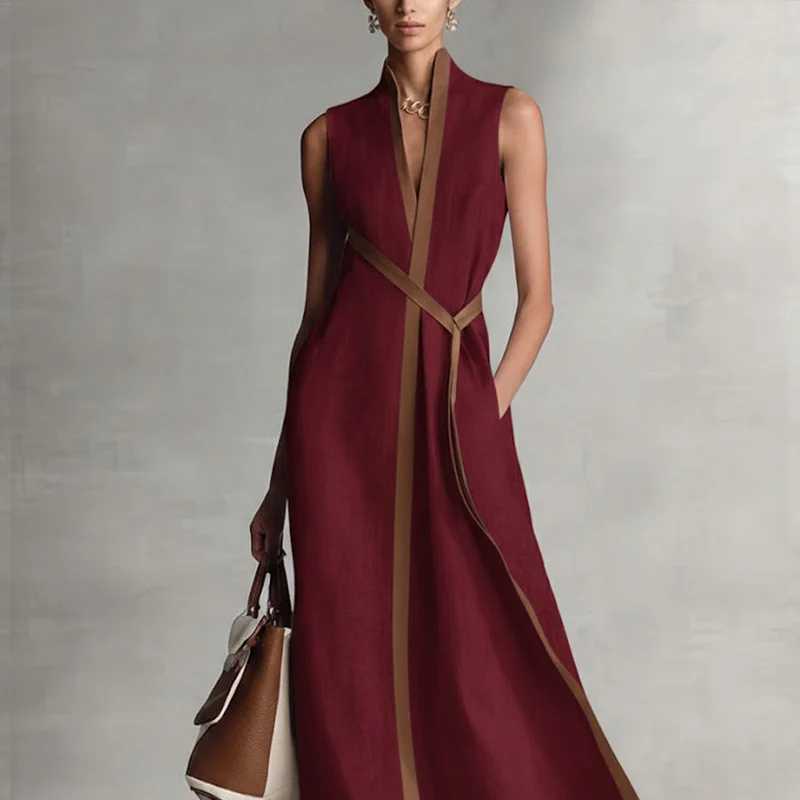 Ärmelloses Baumwoll-Leinen-Kleid für Damen