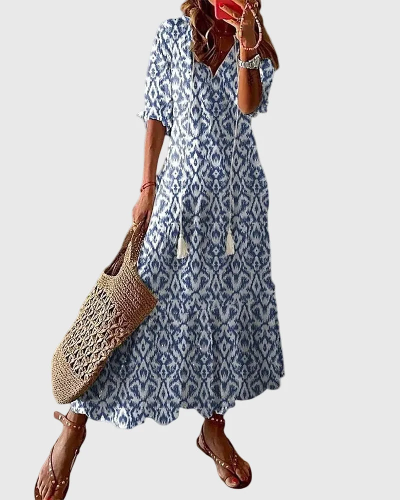 Theresa | Damen Boho Vintage Sommer Maxikleid – Boho Maxi Vintage Sommer 2026