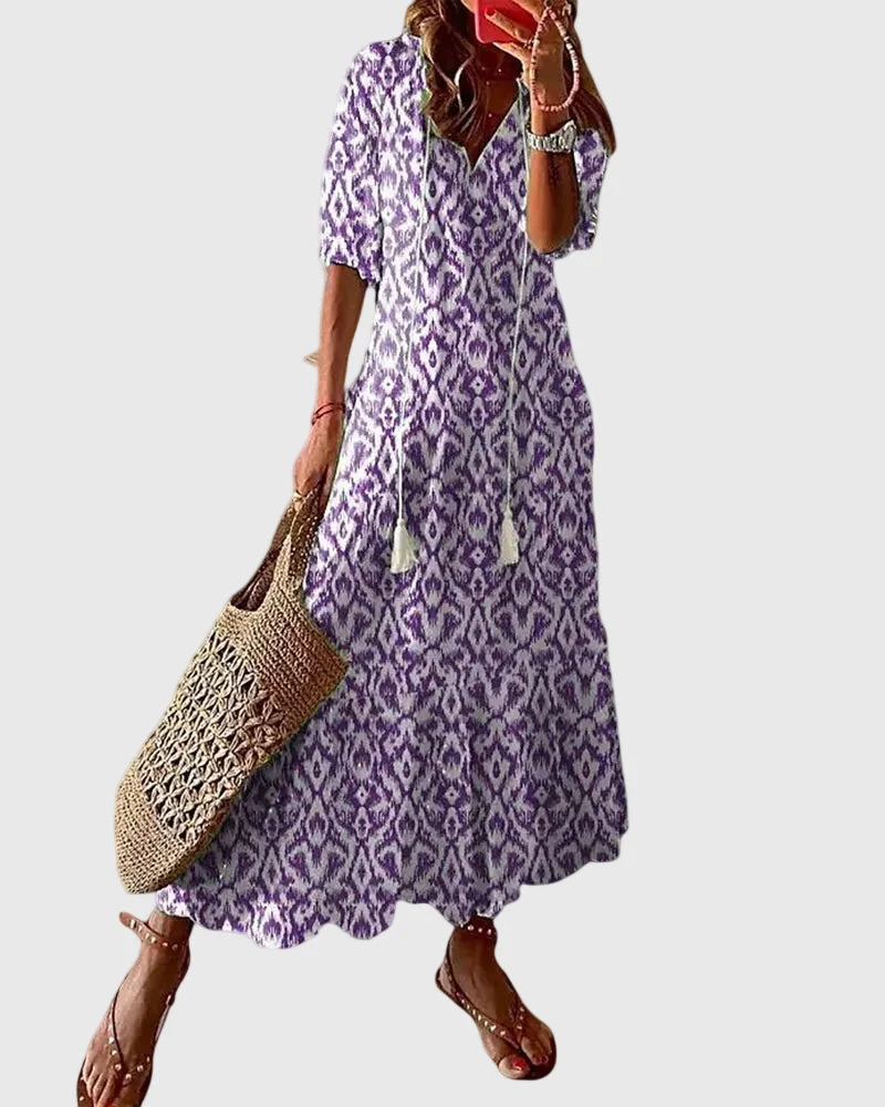 Theresa | Damen Boho Vintage Sommer Maxikleid – Boho Maxi Vintage Sommer 2026