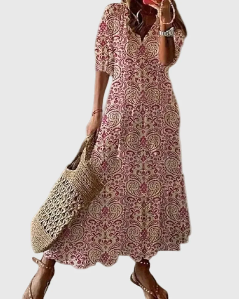 Theresa | Damen Boho Vintage Sommer Maxikleid – Boho Maxi Vintage Sommer 2026