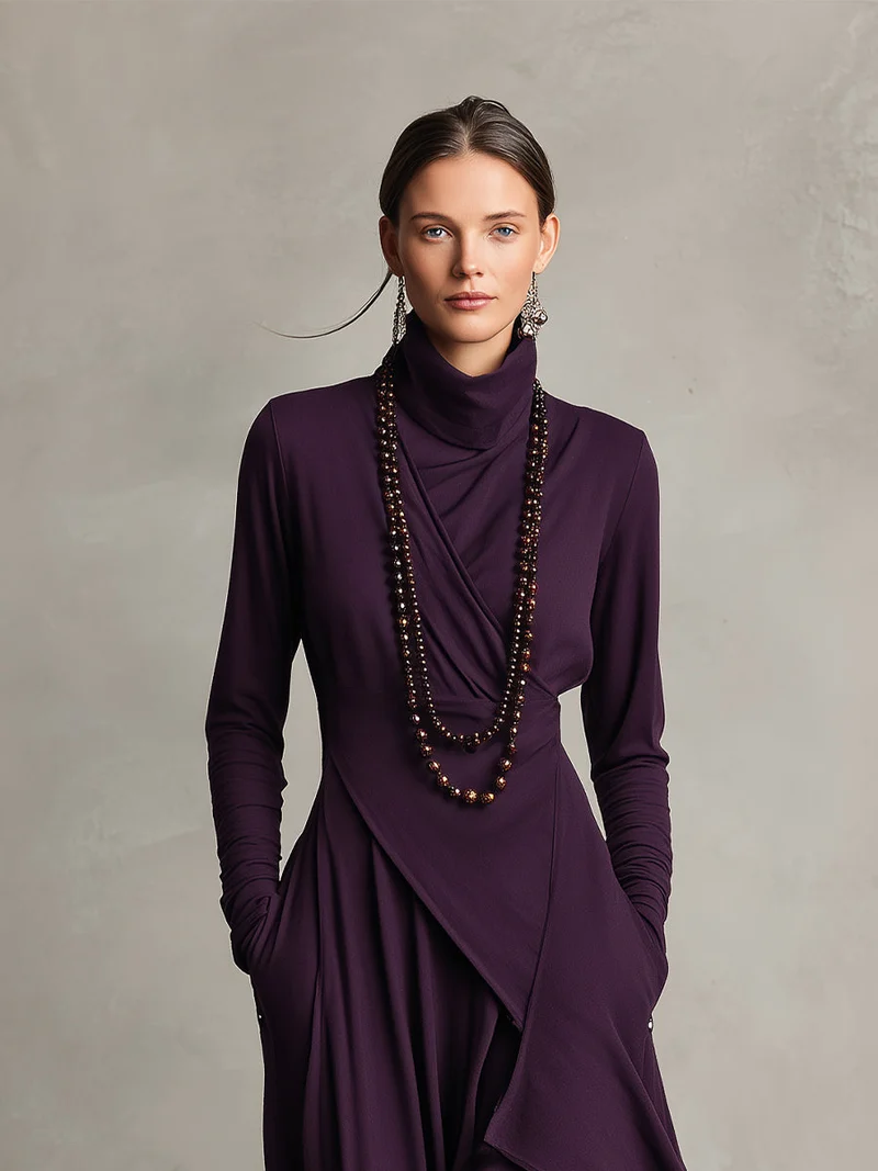 Damen-Boho-Maxikleid, asymmetrisch