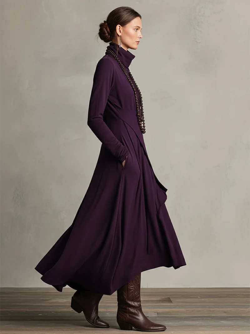 Damen-Boho-Maxikleid, asymmetrisch