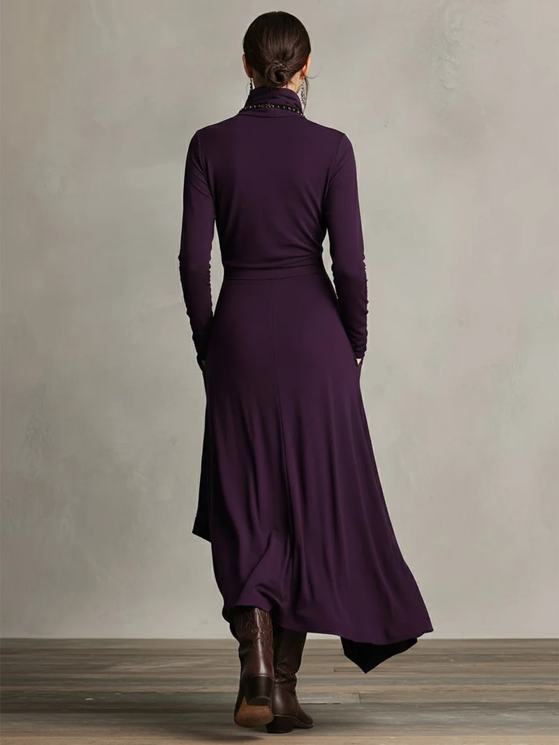 Damen-Boho-Maxikleid, asymmetrisch