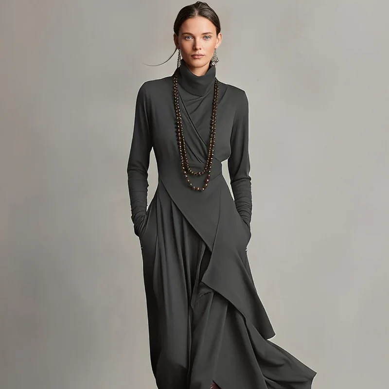 Damen-Boho-Maxikleid, asymmetrisch